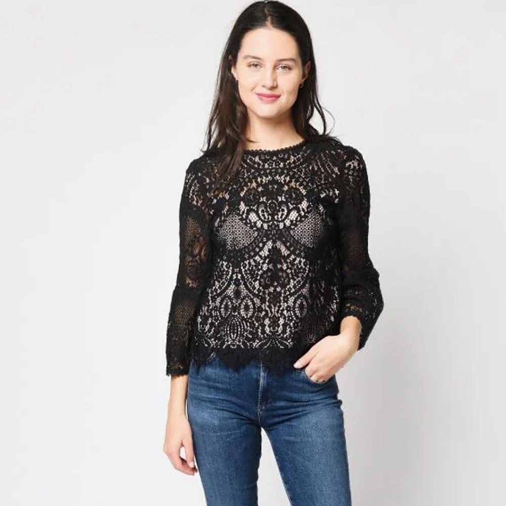 Cupcakes & Cashmere Lace Overlay Blouse